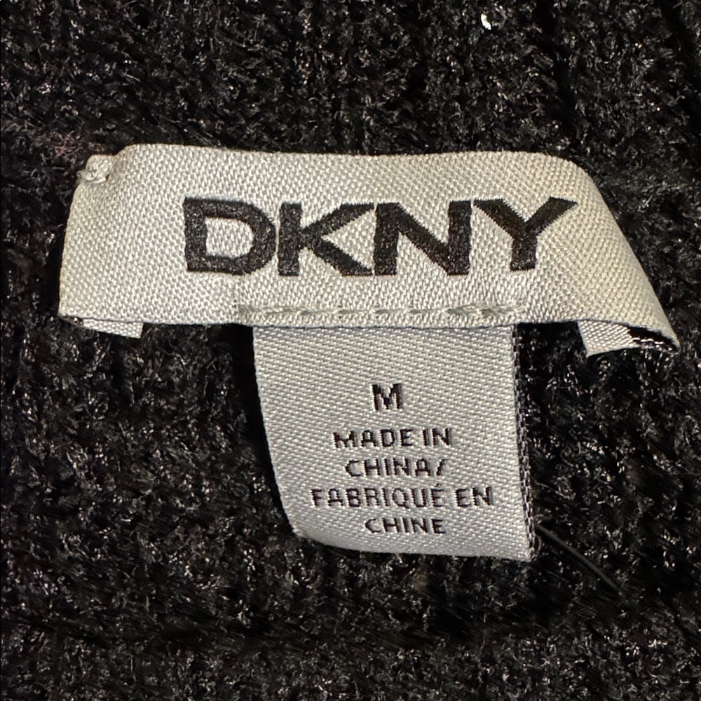 DKNY Black Textured Knit Sequins Crewneck Sweater - Picture 3 of 10